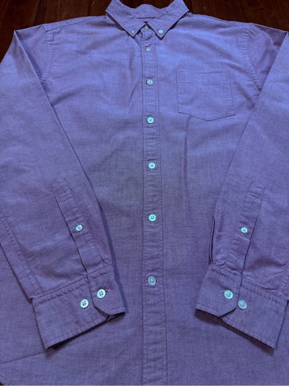 Banana Republic Oxford Men Button-Down Shirt Dusty Pink Heather Red Long Sleeve